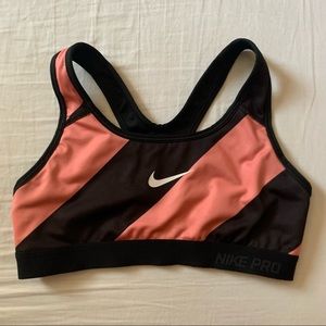 Women’s Nike Pro Sports Bra (Size Small) Black/Coral Pink